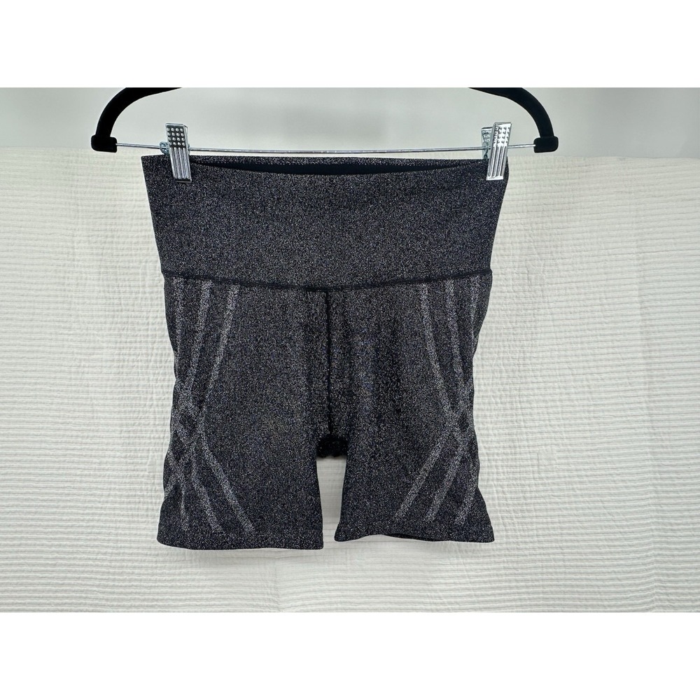 OFFLINE by Aerie Real‎ Luxe Bike Shorts Black Silver Glitter Metallic Medium